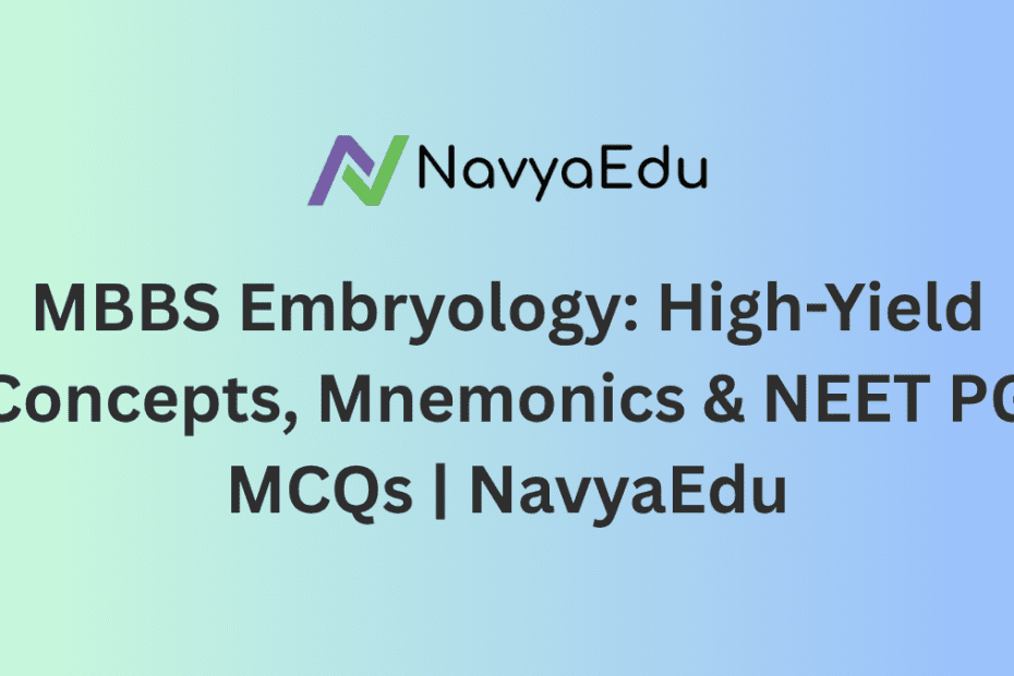 Thumbnail Image of Blog: MBBS Embryology: High-Yield Concepts, Mnemonics & NEET PG MCQs by NavyaEdu